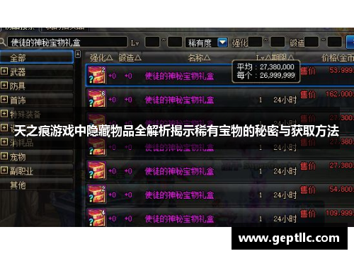 天之痕游戏中隐藏物品全解析揭示稀有宝物的秘密与获取方法